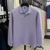 Camisa Polo de Manga Larga de Algodón y Seda Pura para Otoño para Hombre de Mediana Edad Casual de Negocios Color Sólido Versátil Camiseta con Cuello Ropa para Hombre