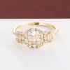 Anillos Cuadrados de Zirconia de Lujo Europeos y Americanos Más Vendidos, Nuevos Anillos de Cobre Puro Estilo Verano para Mujer, Joyería al por Mayor Transfronteriza