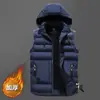 Colete Masculino Novo Outono e Inverno Colete Masculino com Touca Removível Moda Masculina Casual Colete Masculino de Algodão Comércio Exterior