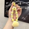 Chaveiro de contas de bola de pelo colorido de doces criativo, corrente pendurada, capa de celular de pelúcia fofa, conjunto de fones de ouvido, decoração de coração para meninas