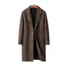 2025 Inverno Novo Estilo Casaco Trench de Lã Cashmere Dupla Face Masculino Comprimento Médio Casual Solto Verde Marrom Nenhum