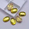Zircón amarillo dorado liso de fondo plano piedra suelta ovalada con forma de huevo parche para joyería DIY gema sin engaste, molde para cara de anillo