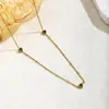 Set de Accesorios de Collar y Pulsera de Acero Inoxidable Color Esmeralda con Forma de Corazón Circular para Mujer, Moda Europea y Americana, Sencillo, de Nicho, Versátil