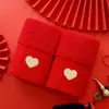 Toalha de Casamento Vermelha 100% Algodão com o Personagem da Felicidade como Lembrança, Toalha Souvenir, Casamento de Poliéster-Algodão, Enxoval para Casamento