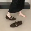 Sapatos felpudos estilo tweed para mulheres, calçados de inverno para uso externo, 2025, forrados com fleece, sapatos quentes de algodão, sapatilhas Mary Jane, mocassins slip-on