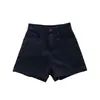 Shorts de mezclilla negros para mujer con figura de pera, estilo delgado de verano, talla grande, para mujeres ligeramente rellenitas, tiro alto, adelgazantes, de corte A, hot pants de pierna ancha