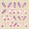Unhas Bailarina de Comprimento Médio com Estampa de Leopardo Rosa, Unhas Postiças Quentes de Venda no Atacado, Moda Europeia e Americana, Unhas Usáveis Estilo Ins, Removíveis