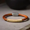 Pulsera retro de piel de vaca simple para hombre y mujer personalidad todo-partido pulsera de moda simple pulsera de pareja joyería de celebridad en línea