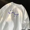 Camiseta Simples de Seda Leite Estilo Coreano Estampa Nicho Manga Curta Roupa de Casal Solta Tendência Ins Camisa Básica de Verão para Homens