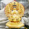 Atacado do Fabricante Latão Mil Mãos Guanyin Bodhisattva Ornamentos Estátua de Buda Tântrico Buda Esperançoso Mãe Estátua de Cobre Sentada Lótus Guanyin Estátua de Cobre
