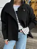Cross Europeu 2026 Outono/Inverno Nova Roupa Feminina Amazon Temperamento Elegante Gola Alta Botão Manga Longa Casaco de Lã