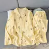 Pijama Listrado de Estrelas Desenho Animado Fofo Conjunto de Manga Longa e Calça Longa Primavera e Outono Estilo Preguiçoso Feminino Roupas de Casa