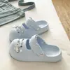 Zapatos Perforados French LazyMary Jane para Mujer Retro con Cordones EVA Verano Exterior Viaje Persona Perezosa Zapatillas de Punta Cerrada
