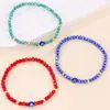 Pulsera Popular Ojo del Diablo de Amazon, Cruz Europea y Americana Retro Ajustable Ojo de Perlas Hecho a Mano Set de 3 Piezas