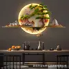 Lámpara de pared de estilo chino nuevo lámpara de pared minimalista moderna Zen lámpara de pared de entrada pintura bienvenida pino sala de té fondo pintura decorativa lámpara de pared