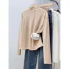 Camiseta de manga larga con cuello alto de forro polar de doble cara para talla grande, nuevo estilo de otoño para mujeres de talla grande, top interior adelgazante y que realza la figura para mujeres