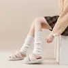 Cubiertas de Calcetín Tejidas para Otoño e Invierno, Estilo JK Lolita Japonés, Cálidas y Adelgazantes, Calcetines de Pantorrilla y Calentadores de Pierna Versátiles