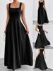 Vestido Transfronteiriço Europeu e Americano Vestidinho Novo Gola Quadrada Sem Mangas Pulôver Cor Sólida Vestido AliExpress Amazon