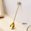 Cuchara Flor Diente Amatista Natural Cuchara Helado Café Postre Cobre Cuchara DIY Creativa Tallada Mango Largo Cuchara Mezcladora