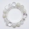 Un Toque de Cinabrio Pulsera de Cristal Blanco Natural para Mujer, Versátiles Cuentas de Azeztulita Blanca, Pulsera de Luz de Luna Blanca al por Mayor