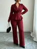 Comércio exterior transfronteiriço europeu e americano plus size feminino outono novo elegante conjunto de top business casual com bainha irregular e calça longa de perna larga