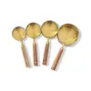 Copo medidor de aço inoxidável banhado a ouro colher medidora cabo de madeira de acácia colher medidora ferramenta de medição ferramenta de cozinha para assar de oito peças