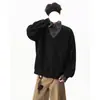Camisa Polo Falsa de Duas Peças com Meio Botão Lapela Masculina Retrô Tendência Moda para o Trabalho Fashionável Tendência High Street Top Charmoso e Rebelde Masculino