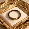 Nueva Joyería Transfronteriza Acero Inoxidable Cierre Magnético Ojo de Tigre Pulsera de Cuentas Piedra Volcánica Pulsera de Piedra Natural Pulsera de Pareja