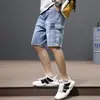Shorts Jeans Masculino Verão Estilo Japonês Marca Tendência Calça Cargo Multi-Bolsos Shorts Soltos de Cinco Pontos Atacado Casual Versátil