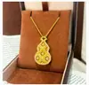 Pingente de Cabaça Antiga Oriental Estilo Chinês Novo de Cobre Banhado a Ouro, Giratório, Cabaça com Filigrana Incrustada de Diamantes, Colar da Sorte e Prosperidade para Mulheres