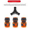 Kit de conectores rápidos de plástico para mangueira de água de três vias para jardinagem transfronteiriça, conector de reparo de bico divisor de mangueira de água de 4 vias
