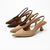 Zapatos de Tacón Alto Elegantes de Punta Fina con Tira Única de Lujo Ligero Otoño Tejido de Terciopelo Color Sólido Elegantes para el Trabajo Zapatos de Tacón Único para Mujer Venta al por Mayor