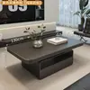Mesa de Centro Rectangular Lujo Ligero Moderna Simple Minimalista Italiano de Gama Alta Apartamento Pequeño Sala de Estar Hogar Pizarra Diseñador
