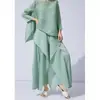 Conjunto de Top Pleats Miyake 2025 Nuevo de Alta Gama con Pantalones de Pierna Ancha con Diseño Asimétrico para un Look Adelgazante y Artístico