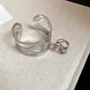 Set de Anillo Pulsera Geométrica Hueca Transfronteriza Europea y Americana Diseño Personalizado Estilo Metálico Pulsera Lujo Ligero Joyería de Gama Alta