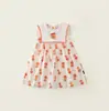 Vestido de Verão 2026 para Meninas com Estampa de Urso, Vestido de Bebê Doce sem Mangas, Vestido de Princesa da Moda Estilo Coreano