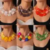 Collar de doble capa con cuentas acrílicas transfronterizo europeo y americano, cadena para la clavícula de lujo ligero de alta gama, joyería de estilo étnico vintage al por mayor