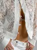Coleção outono 2026 europeia e americana transfronteiriça: gola alta, botão de nó chinês, design vazado, estampa floral sexy, camisa cardigã de renda