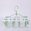 Atacado de Fábrica Doméstico Plástico Verde Multiuso Dobrável Armazenamento Cabide de Roupa para Secar com 20 Clipes