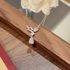 Collar de Gota de Agua de Lujo Ligero Transfronterizo, Joyería de Moda Exquisita, Cadena para Clavícula Versátil de Nicho para Mujer, Collar Simple Estilo Coreano Súper Brillante