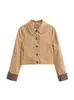 Jaqueta Feminina Estilo Francês Tendência para Comércio Exterior, Novo Elegante Trench Coat Curto Primavera 2025