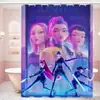 Cortina de Ducha con Patrón de Collage Estilo Tech de Grupo Femenino Exclusivo Transfronterizo Huntrx, Tela para Baño, Sin Taladro con 12 Ganchos