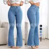 Venta Caliente Transfronteriza 2026 Jeans Azules, Azul Claro, Azul Oscuro, Negros Elásticos Ajustados de Campana para Mujer, Levanta Glúteos, Cintura Alta
