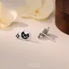 Pendientes de plata s999 con diseño de gato de dibujos animados simples para mujer, pendientes versátiles de resina dulces y lindos, al por mayor