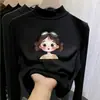 Roupa térmica infantil com forro de fleece, estilo outono e inverno, camiseta casual da moda de manga comprida com gola alta, perfeita para usar em camadas