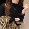 Tejido de Encaje de Cuello Alto Medio Estilo Japonés y Coreano, Nuevo Estilo Primavera y Otoño, Tejido Base con Forro Polar Integrado