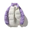 Chaqueta de Algodón Gruesa Cálida de Invierno IZEXX para Hombre Cuello Alto Patchwork Chaqueta Acolchada Holgada Casual Estilo Pareja Ropa Exterior Cortavientos