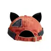 Gorra de Propietario Retro con Orejas de Gato Transfronteriza para Mujer, Gorro Trendy Lavado con Retazos Desgastados, Gorra de Estudiante Personalizada Hip-Hop sin Visera