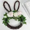 Coelho da Páscoa 2024 Anel de Rattan Guirlanda Guirlanda de Simulação de Primavera Decoração de Porta Props de Decoração de Feriado Primavera e Verão Transfronteiriça Novo