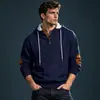Amazon Europa Novo Moletom com Capuz Jacquard Masculino Manga Longa Moda Casual Esportivo Solto